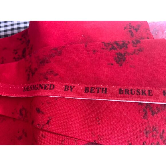 Marble Red & Black Speckled Fabric By Beth Bruske For David Textile Inc 1/2 yard - Picture 5 of 12